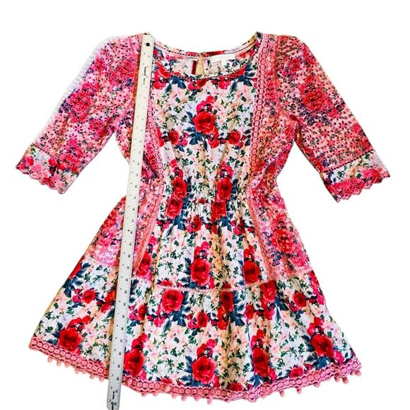 LoveShackFancy Women’s Sz M Novalie Dress in Rush of Red Mini Floral Lace - Picture 15 of 16